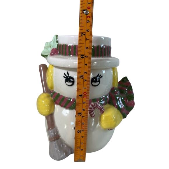 Houston Harvest Snowman Cookie Jar Christmas Ceramic Canister Vintage Holiday 7” - Picture 7 of 15
